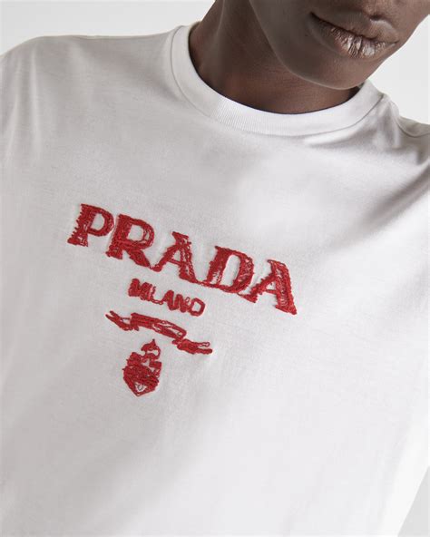 prada t shirt with red logo|prada button up shirt.